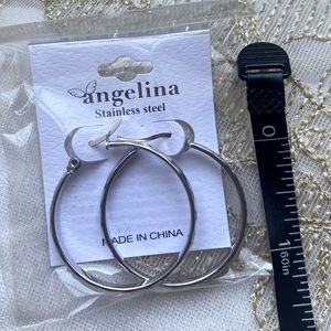 Angelina Stainless Steel Silver Hoop Earrings Holiday Gift